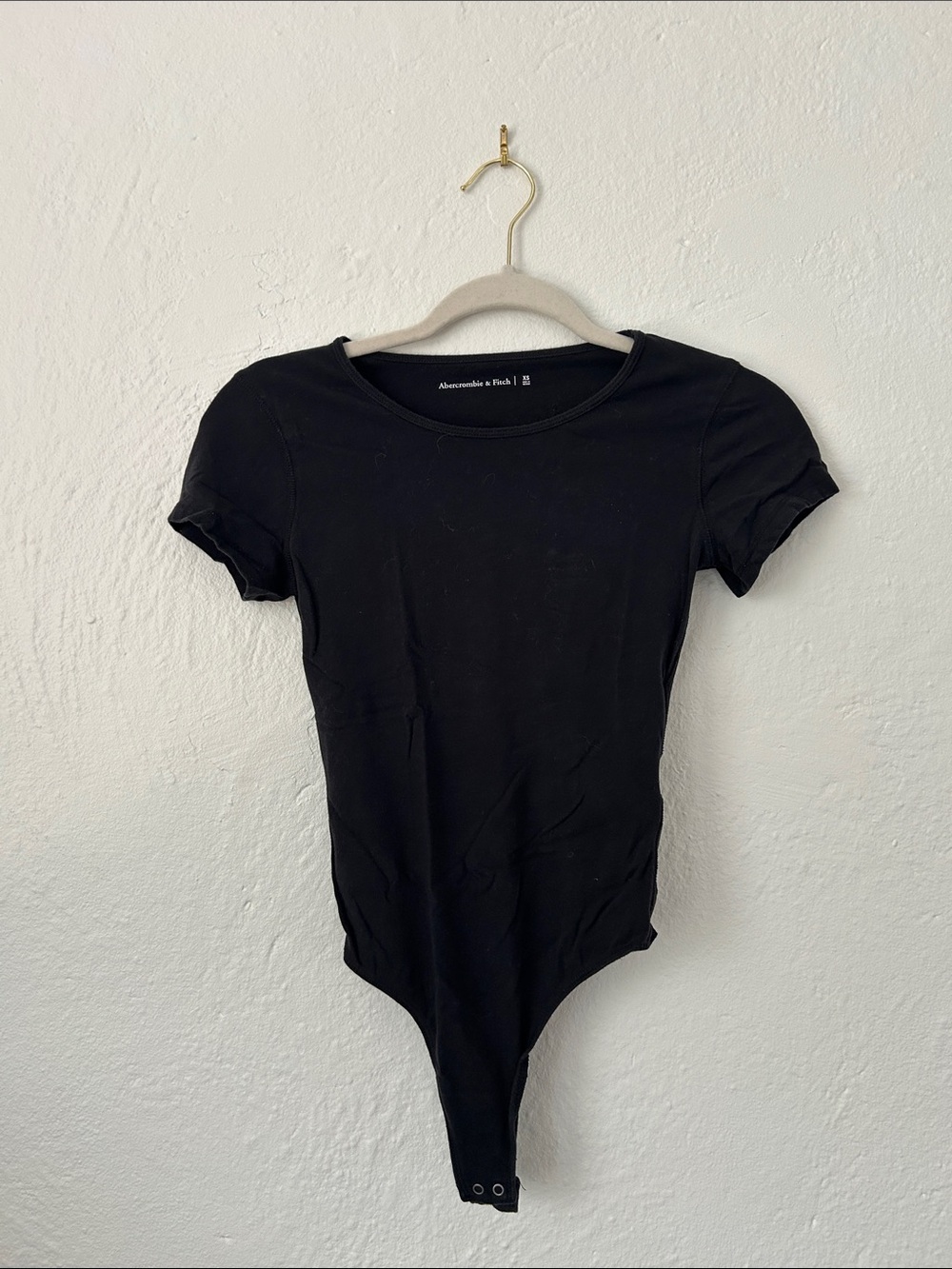 Abercrombie & Fitch Black Short-Sleeve Crewneck Bodysuit - Size XS